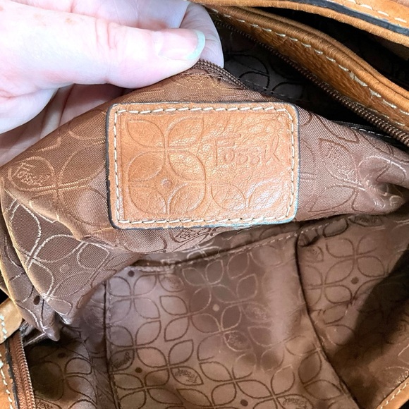 Vintage Fossil Brown Leather Shoulder Bag Tote Purse Classic Everyday Handbag - Picture 13 of 16